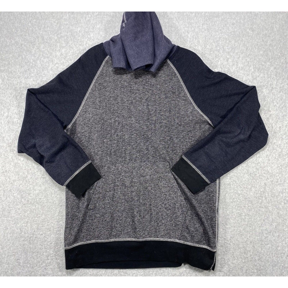 Morse Code Shirt Mens Extra Large Blue Gray‎ Raglan Long Sleeve Hoodie Pocket XL